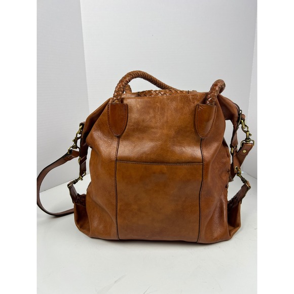 Patricia Nash Leather Paloma Tote Crossbody Bag Tan Braided Handles Shoulder Bag - Picture 7 of 14
